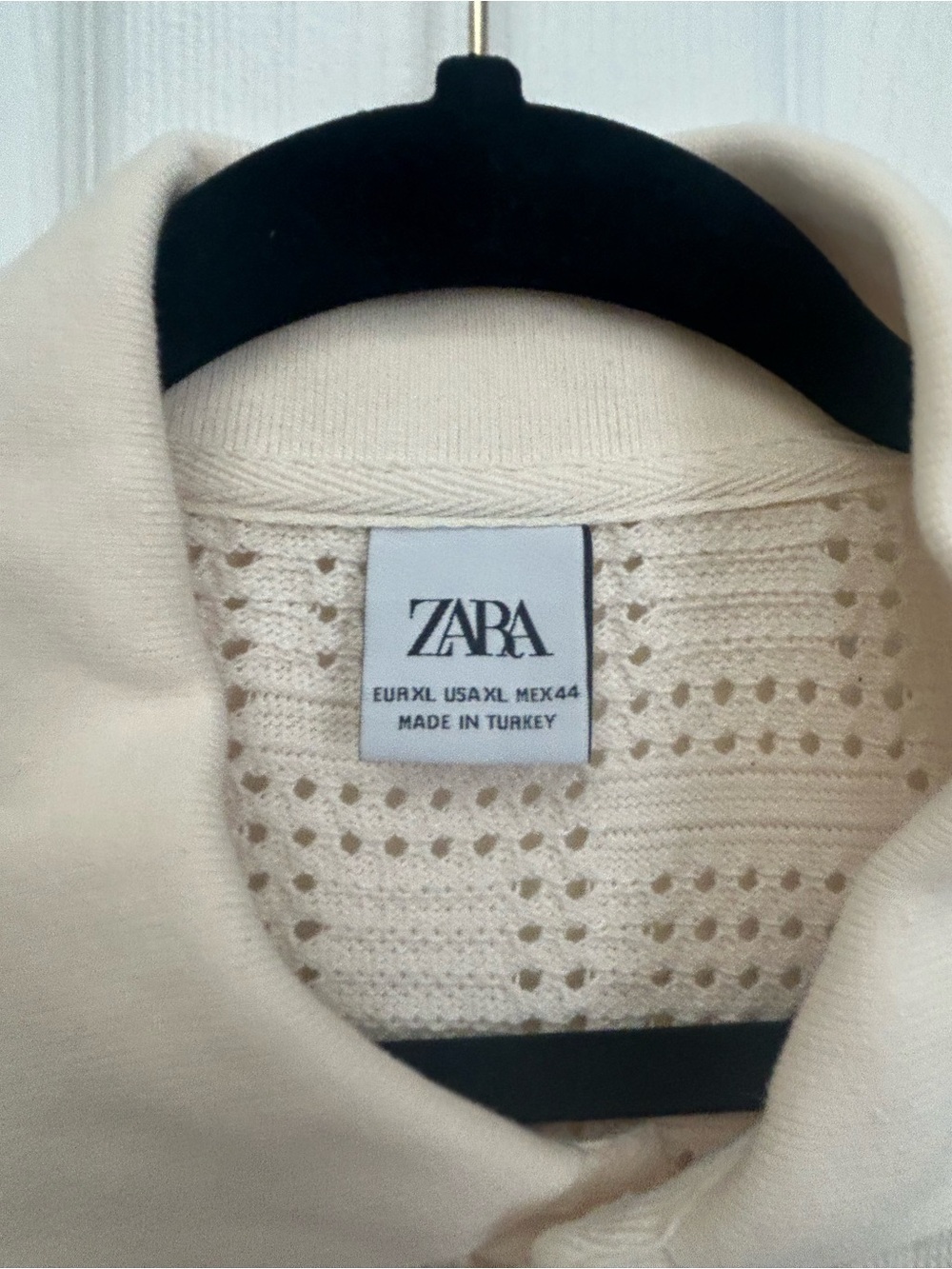 Zara Ecru Crochet Knit Short Sleeve Shirt | Size XL - Picture 3 of 6